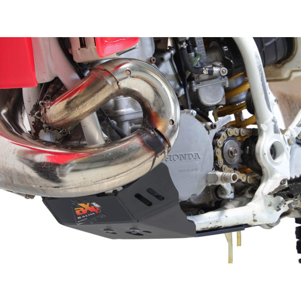 Left side of the 6mm black HDPE plastic skid plate for Honda CR500