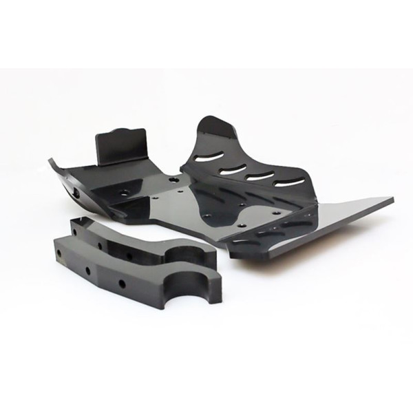 Rear view of the black HDPE plastic skid plate for Husqvarna TE250 - TE300
