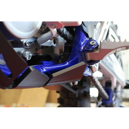Left side of the black HDPE plastic skid plate with linkage guard for Sherco 250 - 300 SEFR