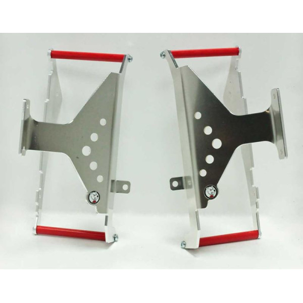 Radiator braces in aluminum with red spacers for Honda CRF450R