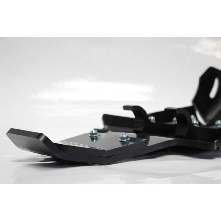 Black HDPE plastic skid plate with linkage guard for Husqvarna 250 - 300 2T