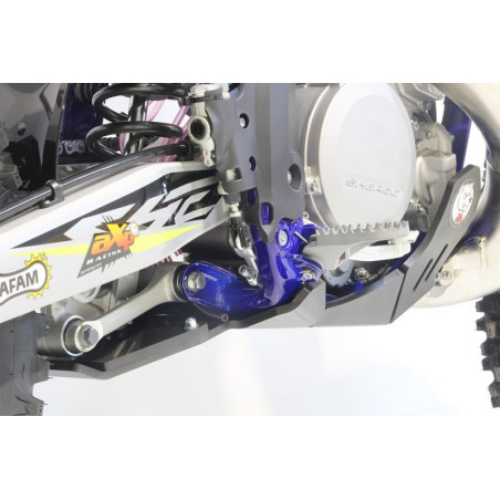 Left side of the black HDPE plastic skid plate with linkage guard for Sherco 250 - 300 2T
