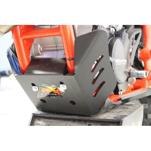 Black HDPE plastic skid plate with linkage guard for Beta Enduro 4T