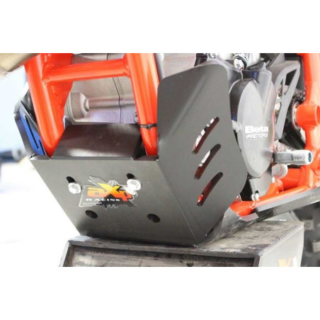 Black HDPE plastic skid plate with linkage guard for Beta Enduro 4T