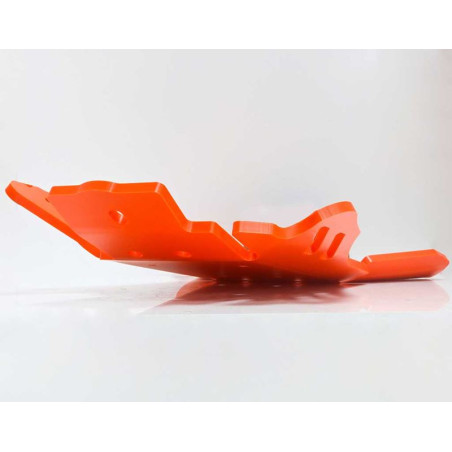 Orange HDPE plastic skid plate with linkage guard for KTM 250EXC - 300EXC