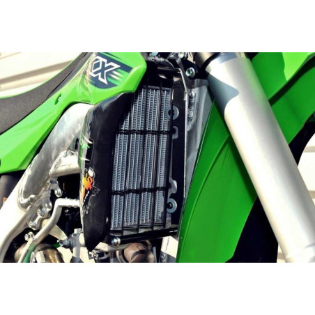 Protections de radiateurs en aluminium avec entretoises noires pour Kawasaki KX450F