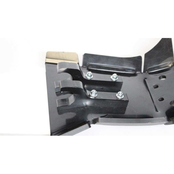 Black HDPE plastic skid plate with linkage guard for KTM 125 / 150 2T