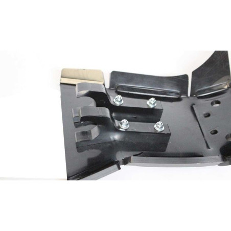 Black HDPE plastic skid plate with linkage guard for KTM 125 / 150 2T