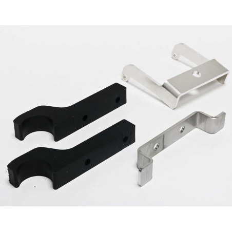 Fixations of the black HDPE plastic skid plate for KTM - Husqvarna 125 / 150 2T