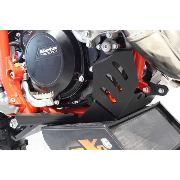 Right side of the black HDPE plastic skid plate with linkage guard for Beta 250 - 300RR