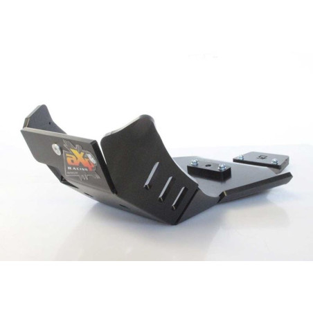Left side of the black HDPE plastic skid plate with linkage guard for Beta 300Xtrainer