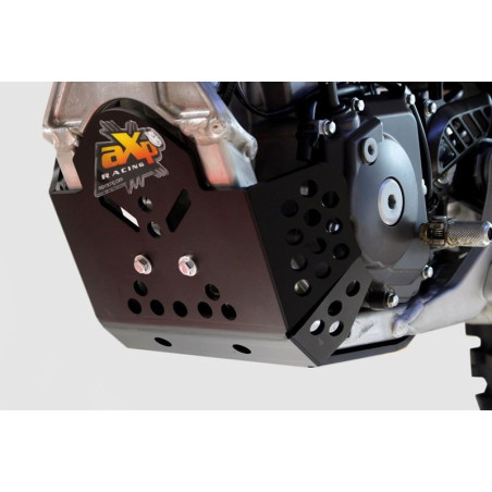 Left side of the black 6mm HDPE plastic skid plate for Suzuki RMZ450