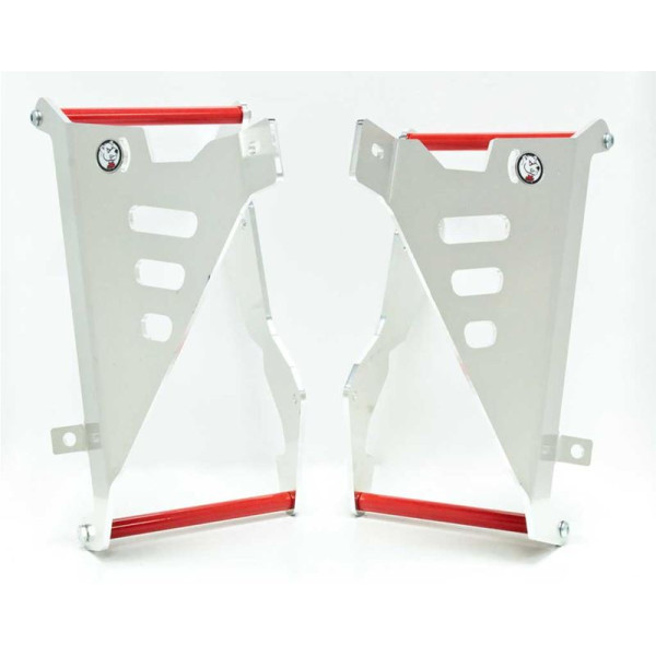 Radiator braces in aluminum with red spacers for Honda CRF250R