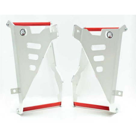 Radiator braces in aluminum with red spacers for Honda CRF250R