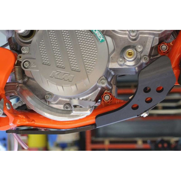 Right side of the black HDPE plastic skid plate for KTM - Husqvarna - GasGas 85SX / TC / MC