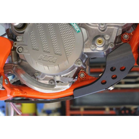 Right side of the black HDPE plastic skid plate for KTM - Husqvarna - GasGas 85SX / TC / MC