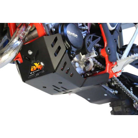 Left side of the black HDPE plastic skid plate with linkage guard for Beta 125RR - 200RR