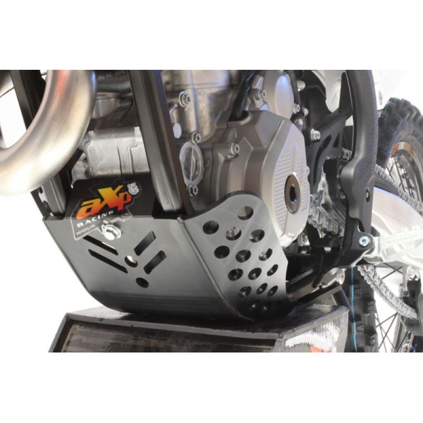 Left side of the black HDPE plastic skid plate for KTM - Husqvarna - 250 / 350 4T