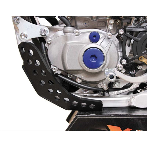 Left side of the black HDPE plastic skid plate for Yamaha YZ250F - Fantic XE250F