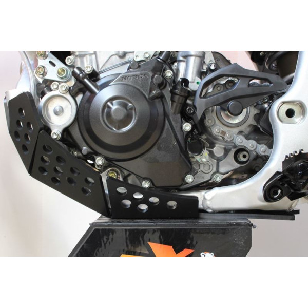 Left side of the black HDPE plastic skid plate for Honda CRF250R - CRF450R