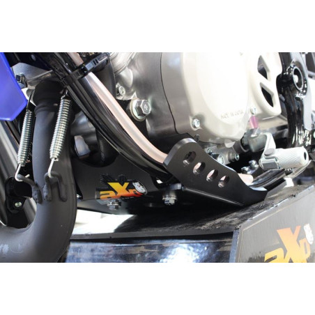 Left side of the black HDPE plastic skid plate for Yamaha YZ65