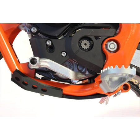 Right side of the black 6mm HDPE plastic skid plate for KTM - GasGas - Husqvarna 65cc