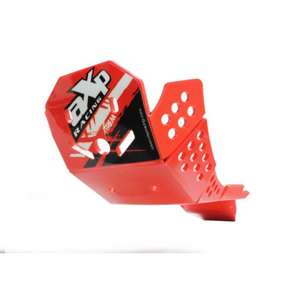 Left side of the red HDPE plastic skid plate with linkage guard for CRF250R