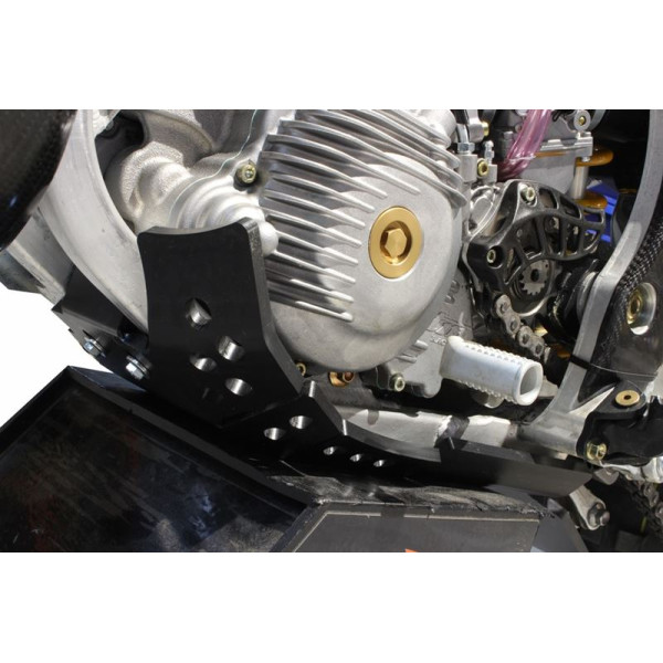 Côté gauche du sabot noir en plastique PEHD avec protection de biellette pour TM Racing 250 - 300