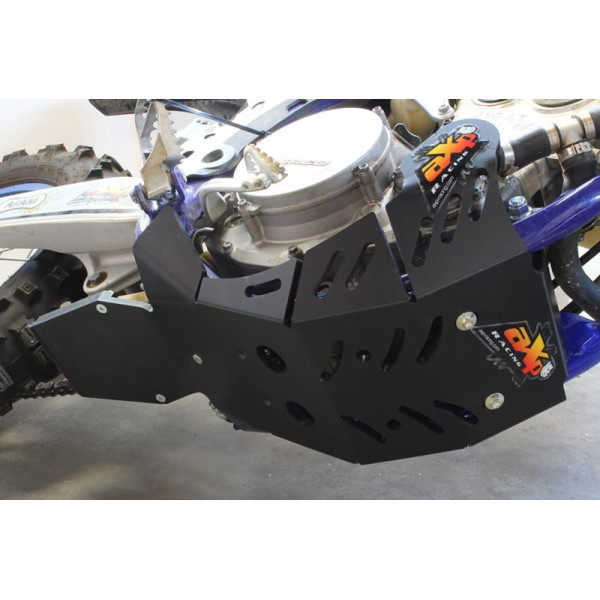 Bottom view of the black HDPE plastic skid plate with linkage guard for Sherco SER250F - SER300F