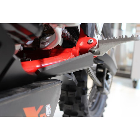 Left side of the black HDPE plastic skid plate with linkage guard for Beta 250RR - 300RR