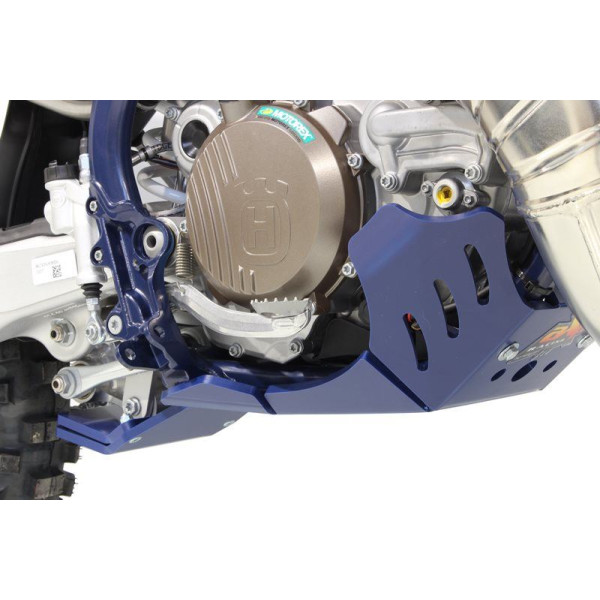 Côté droit du sabot bleu en plastique PEHD avec protection de biellette pour Husqvarna TE250i - TE300i