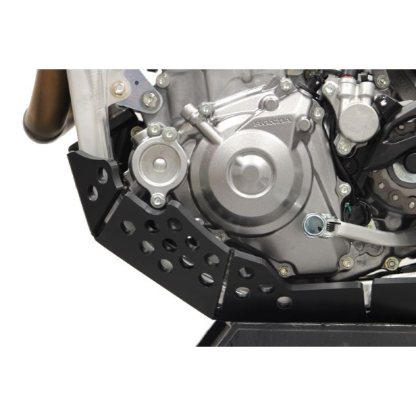Vue rapprochée de la protection de carter gauche du sabot en plastique PEHD pour Honda CRF450R