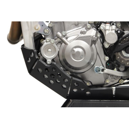 Vue rapprochée de la protection de carter gauche du sabot en plastique PEHD pour Honda CRF450R