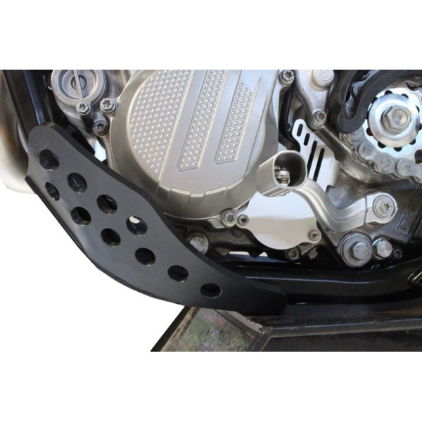 Left side of the black 6mm HDPE plastic skid plate for GasGas MC450F - EX450F