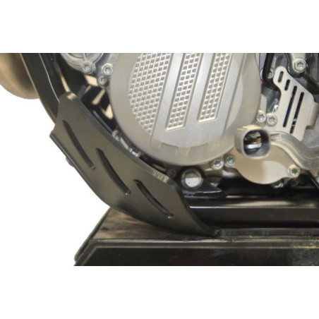 Left side of the black 6mm HDPE plastic skid plate for KTM 450EXCF - 500EXCF