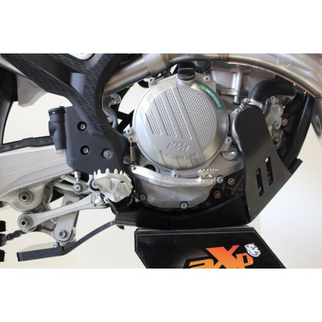 Right side of the black HDPE plastic skid plate with linkage guard for GasGas MC250F - EX250F - EX350F