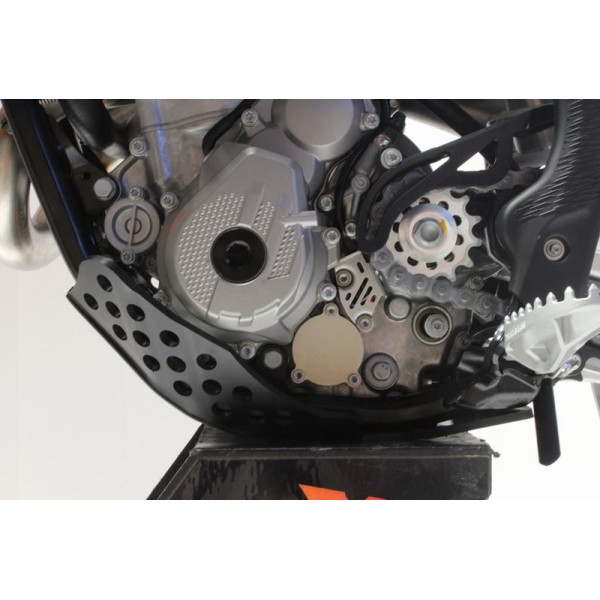 Left side of the black HDPE plastic skid plate for GasGas MC250F - EX250F - EX350F