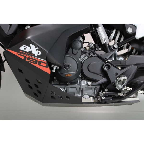 Left side of the black 8mm HDPE plastic skid plate for KTM 790 - 890 Adventure