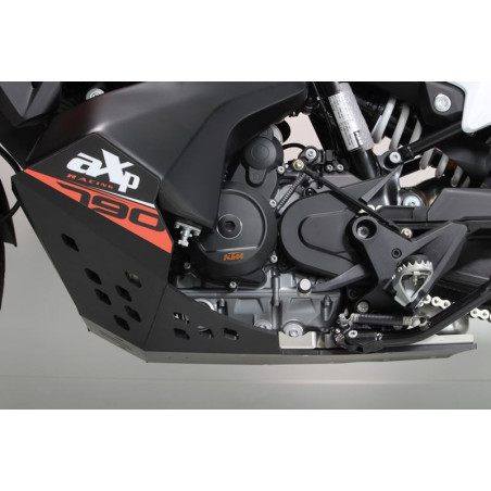 Left side of the black 8mm HDPE plastic skid plate for KTM 790 - 890 Adventure