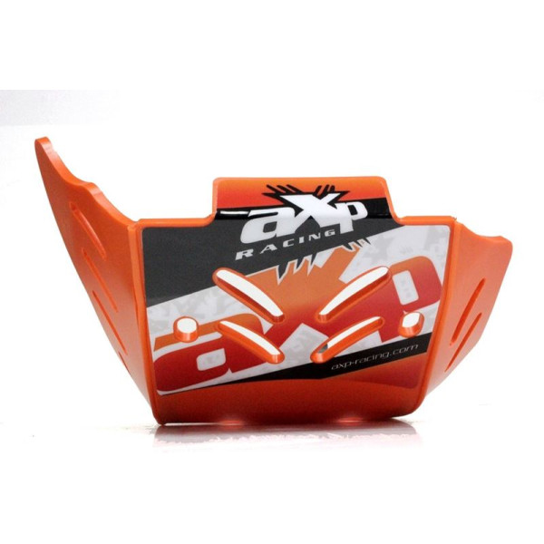 Vue de face du sabot orange en plastique PEHD 6mm pour KTM 250EXCF - 350EXCF