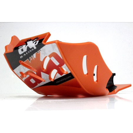 Left side of the orange HDPE plastic skid plate for KTM 250EXCF - 350EXCF