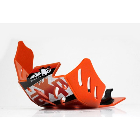 Left side of the orange HDPE plastic skid plate for KTM 450EXCF - 500EXCF