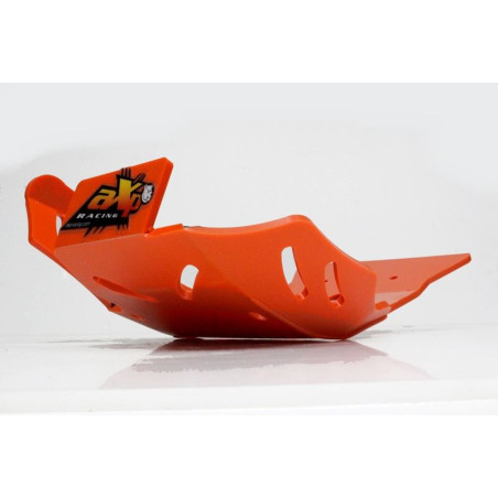 Left side of the 6mm orange HDPE plastic skid plate for KTM 250 - 300 2T