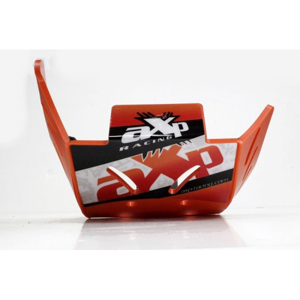 Front view of the 6mm orange PEHD plastic skid plate for KTM 450SXF