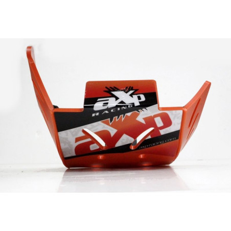 Front view of the 6mm orange PEHD plastic skid plate for KTM 450SXF