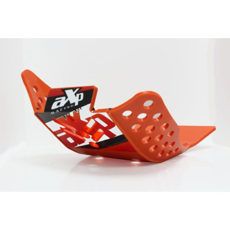 Left view of the orange HDPE plastic skid plate for KTM