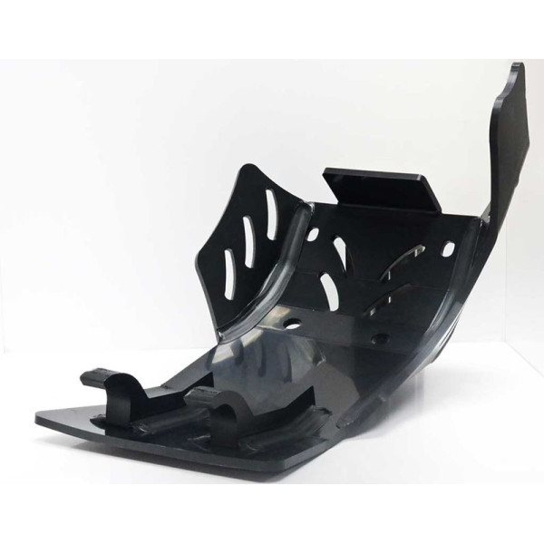 Vue arrière du sabot noir en plastique PEHD 6mm pour Husqvarna FE450 - FE501