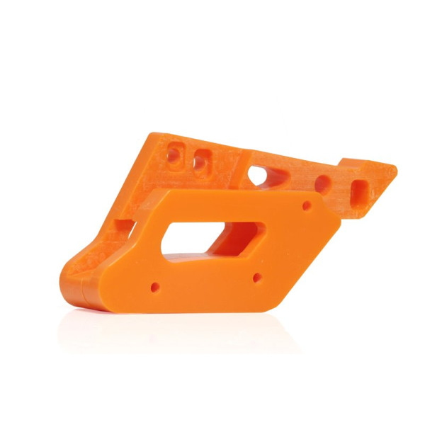 Side view of the orange chain guide in UHMW plastic for KTM