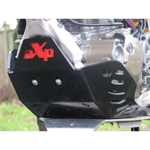 Left side of the black HDPE plastic skid plate for Honda CRF250X