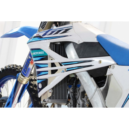 Vue arrière des protections de radiateurs en aluminium pour TM Racing EN250Fi et EN300Fi